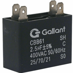 CAPACITOR CBB61 2.5MF+-5% 400V PRETO