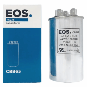 CAPACITOR DUPLO 35+2,5 MFD 440V EOS ALUMÍNIO
