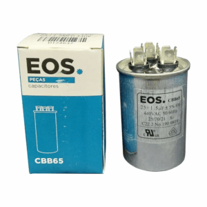 CAPACITOR DUPLO 25+1,5 MFD 440V EOS ALUMÍNIO